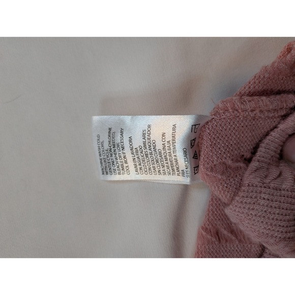 Weatherproof Vintage Pink Cable Knit Tie Front V Neck Short Sleeve Top L - Picture 8 of 8